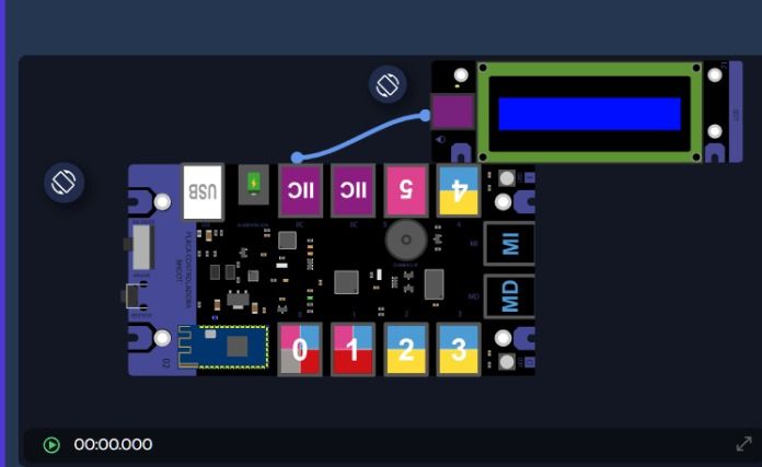Pantalla del simulador online de Robots con la placa de control