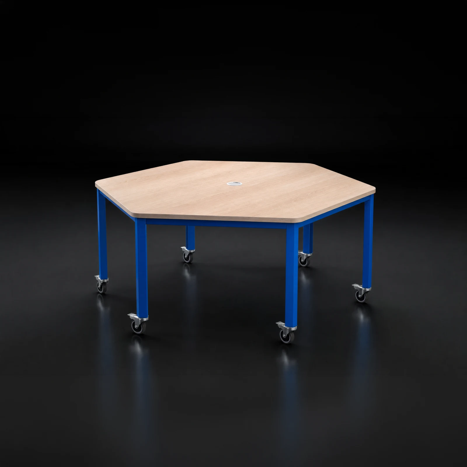 Mesa hexagonal con ruedas